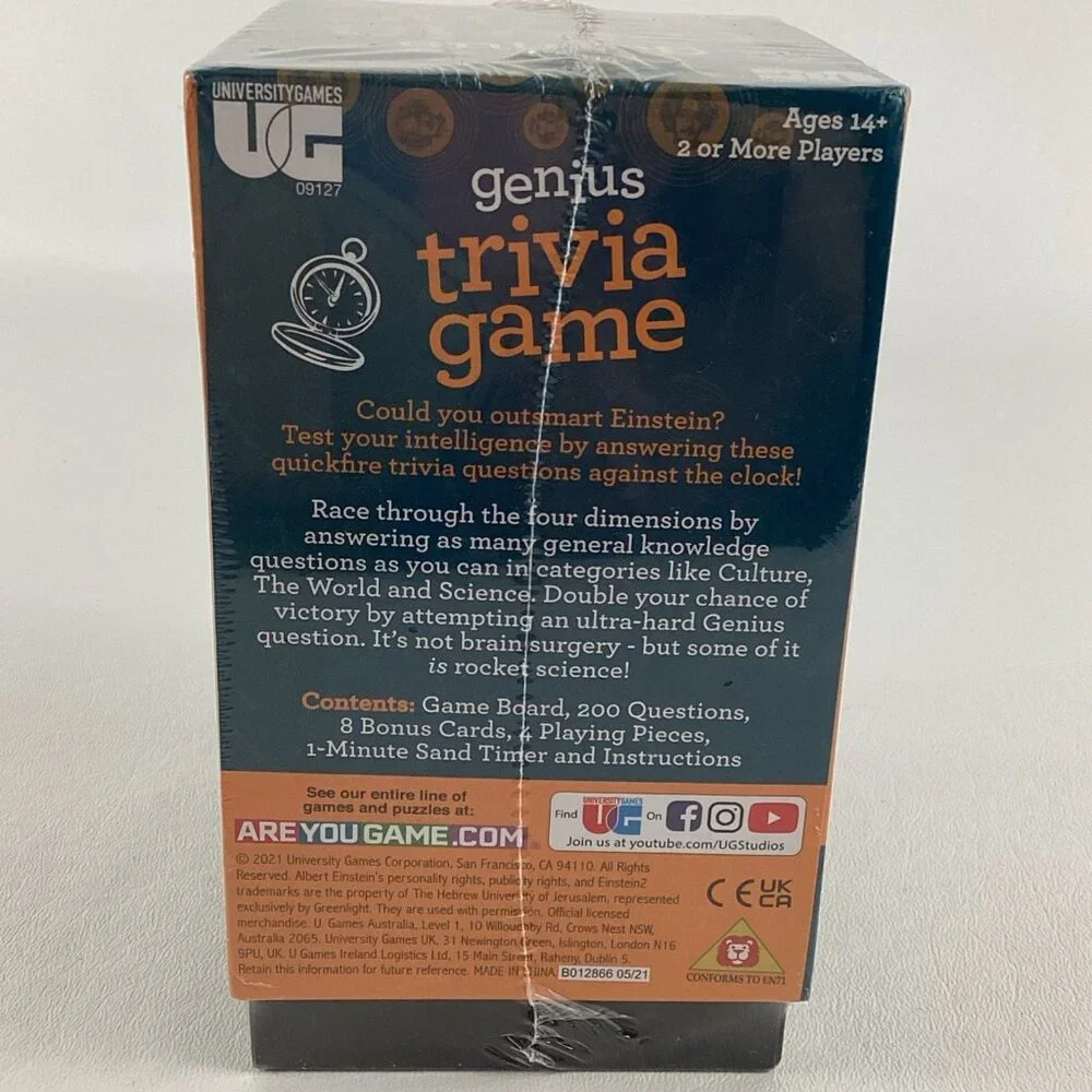 Genius Trivia Game Question Answer Cards Fast Paced Party University Games New